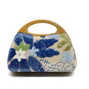 4719 Sequins Flowers Evening Bag Purse Clutch , Bohemian Handmade Woven Bag